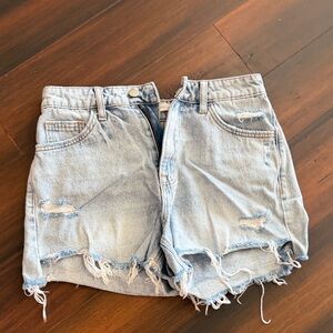 Altar’d Distressed Light Blue Denim Shorts